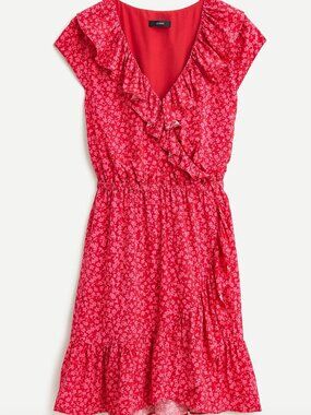 NWT J. Crew size 00  V-neck ruffle dress in tossed bouquet print--Retail of $89